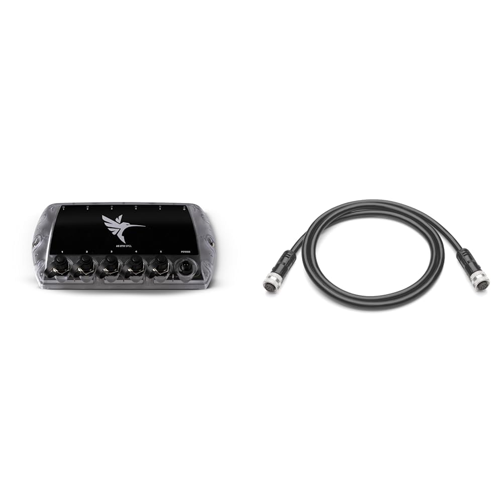 Humminbird 411850-1 AS ETH 5PGL - 5 Port Ethernet Switch & 720073-6 AS EC 5E Ethernet Cable, Black, 5-Foot 1