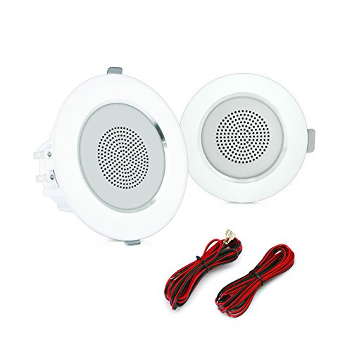 Pyle 4” Ceiling Wall Mount Speakers - Pair of 2-Way Sound Stereo Speaker Audio System Flush Design w/ Aluminum Alloy Frame Housing 60Hz - 20kHz Frequency Response & 160 Watts Peak - Pyle PDIC4 , White 4