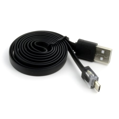 3 ft LED Light Up Flat Micro USB Cable – 1-Meter Universal Charge and Sync Cord, Tangle Free, White LED, for Android/Windows Smartphones and Tablets (Samsung, Microsoft, HTC, BlackBerry) (Black) 2