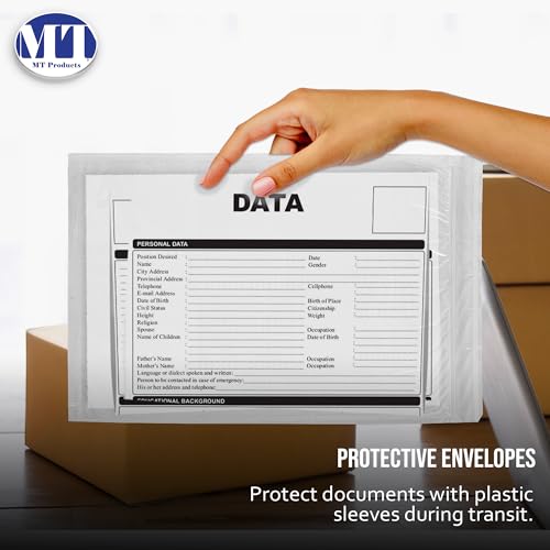 MT Products Blank Envelope Shipping Label Sleeves - 6.5" x 10" Packing Slip Pouches for Shipment/Return - Pack of 100 4