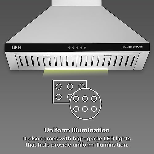 IFB 60cm 960 m3/hr Chimney (OLIM 60 Plus, 2 Cassette Filters, Touch Control, Silver) 3