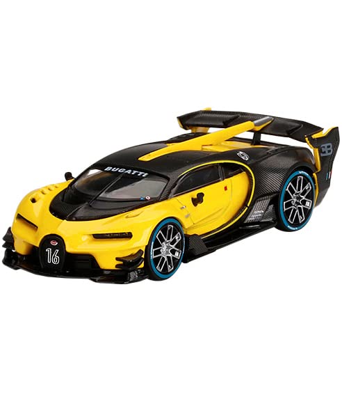 MINI GT Bugatti Vision Gran Turismo Yellow and Carbon 1/64 Diecast Model Car by True Scale Miniatures MGT00317 2