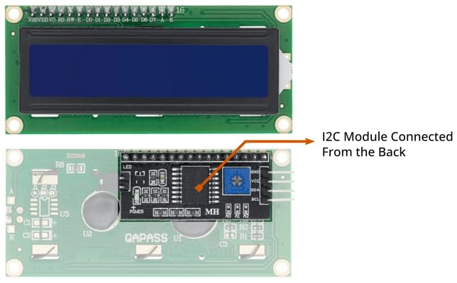 ROBODUINO LCD Display Module with I2C Module (Soldered), Blue Backlight, 16x2 Character 5