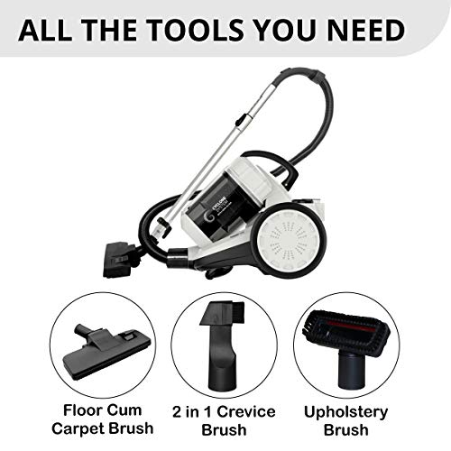 Inalsa Vacuum Cleaner Bagless Cylinder Zeus-1400W with HEPA Filter, Blower Function, Powerful Suction & High Energy Efficiency| 1.5 L Dust Box Capacity| 2 Years Warranty, (White/Grey) 5