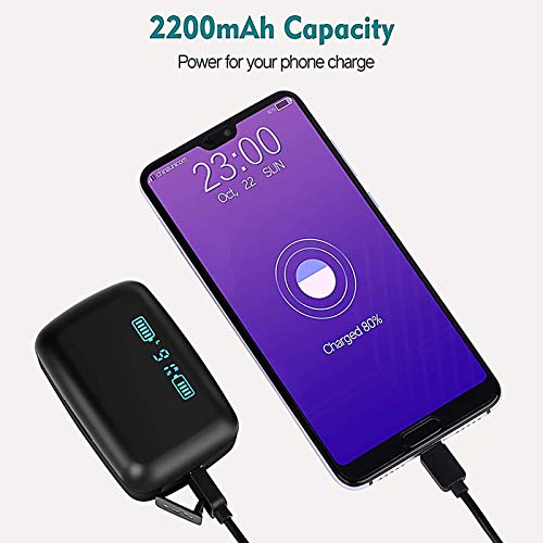 DUOTEN Wireless Earbuds, Bluetooth 5.0 Headphone, Hi-Fi Stereo Sound, IPX7 Waterproof In-Ear Wireless Earphones with Mic, LCD Digital Display and 2200mAh Rechargeable Case 3