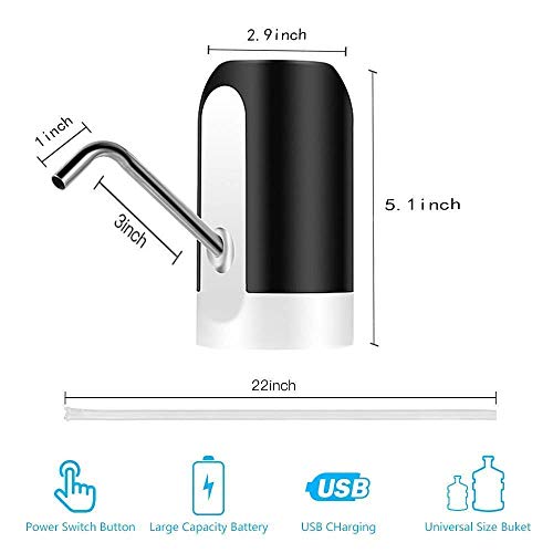 PRISMOSIS RETAIL Wireless USB Charging Cable Electric Rechargeable Drinking Automatic Water Dispenser Pump - (Black & White) 2