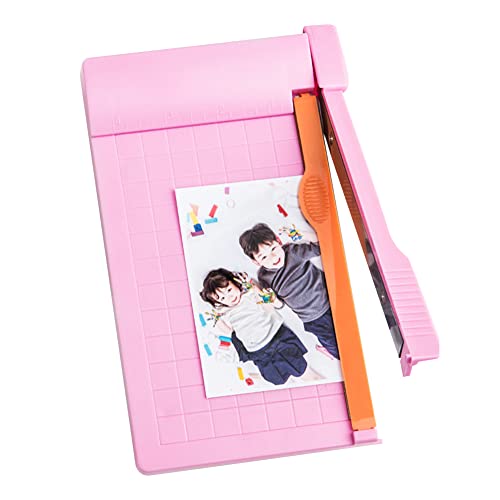 ikasus Paper Cutter Mini Photo Cutter Grid Line Panel Scale Paper Cutter Guillotine Paper Trimmer for Cardstock Cardboard Laminating Sheet Photo Label Cutting Making for Office School Photo Studio 1