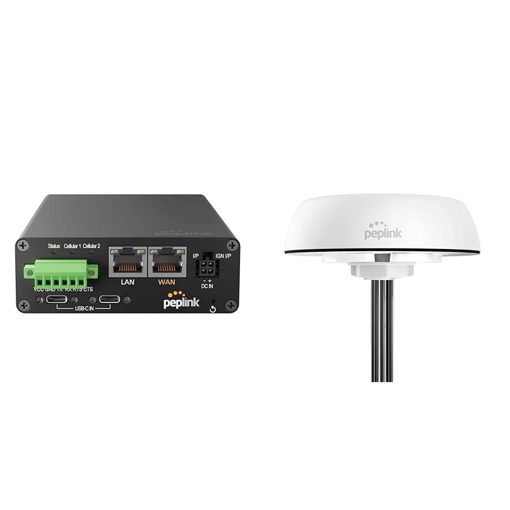 Peplink MAX Transit Duo Pro 1 WAN Port, 1 LAN Port, 2 LTE Modems, 2 SIM Slots Router and Peplink 42G 5G/LTE Ready 2x2 MIMO Dual Band Wi-Fi Antenna System 1