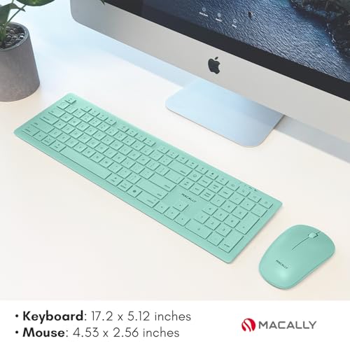 Macally Wireless Keyboard and Mouse Combo for Mac mini/Pro, iMac, MacBook, iPad, iPhone - Compatible Bluetooth Apple Keyboard and Mouse Combo (Multi Device, Rechargeable, Emoji Keys) - Light Green 6