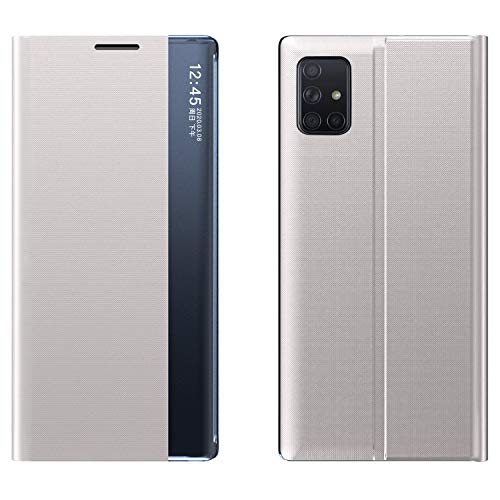 A71 Case for Samsung Galaxy A71 5G Case Leather with Kickstand Clear View Flip Folio Smartphone Case for Women Waterproof Shockproof Protective Cover for Galaxy A71