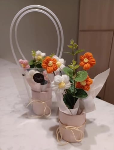 VRB Dec Artificial Crochet Flower Bouquet, Artificial Flowers Bunch, Gift for Girls, Home Decor, Gifting, etc, Pink Daisy Bouquet, 1 pcs 5