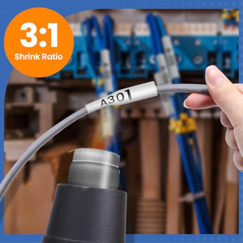 3-Pack Aonomi Compatible Label Tapes Replacement for DYMO 18051 18053 18055 (1/4", 3/8", 1/2") Heat Shrink Tube Labels for DYMO Rhino 4200 5200 5000 Industrial Label Maker, Black on White, 4.9 Feet 4