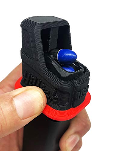 3D Printed Magazine Speed Loader Designed to fit Sig P365 S&W Shield Plus Ruger Max-9 Springfield Hellcat 9mm, Walther P99C, Canik TP9 Taurus PT92 PT99 TH9 GX4 G3/G3C G2/G2C - QL9P Red Stripe 1
