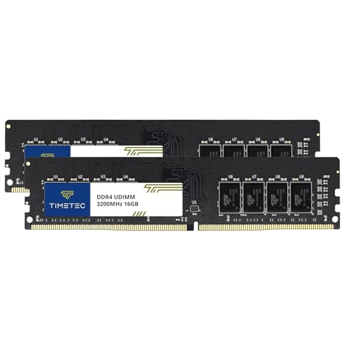 Timetec 32GB KIT(2x16GB) DDR4 3200MHz (or 2933MHz or 2666MHz) PC4-25600 Non-XMP CL22 1.2V Non-ECC Unbuffered 2Rx8 Dual Rank 288 Pin UDIMM Desktop PC Computer Memory RAM Module Upgrade