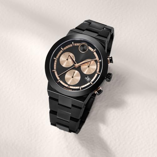 Movado Bold Fusion Men's Luxury Chronograph Watch - Swiss Quartz Movement, Stainless Steel Bracelet, Water Resistance 50 Meters (5ATM) - Classic Timepiece - Gift for Him - 44.5mm 2