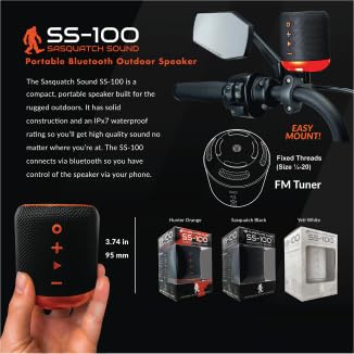 Zompers Pure-Hypr Audio SS-100 Sasquatch Sound Weatherproof Speaker | Portable Bluetooth Speaker | Powerful Bass, Built in FM Radio, Rugged, Hours of Enjoyment | White 2