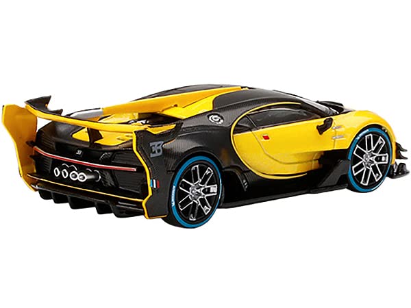 MINI GT Bugatti Vision Gran Turismo Yellow and Carbon 1/64 Diecast Model Car by True Scale Miniatures MGT00317 4