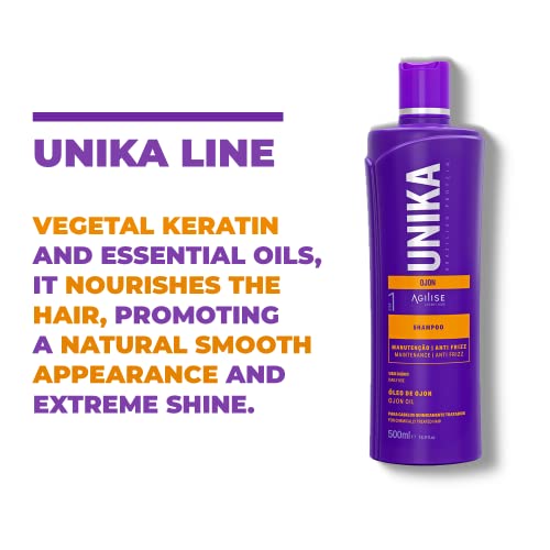 agilise Unika Batana Oil Sulfate-Free Shampoo for Keratin Treated & Chemically Treated Hair - Olive, Coconut & Ojon (Batana) Oil, Paraben-Free, Color-Safe Smoothing & Repair, pH Balanced 4.0-5.0 3