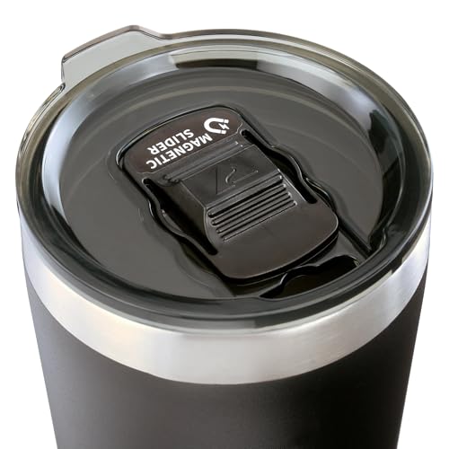 Ozark Trail 22 Oz Vacuum Insulated Stainless Steel Tumbler Cup / Drinking Glass for Hot/Cold Drinks with Leak-proof Magnetic Slider Lid, Black 4