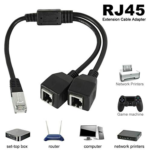 RJ45 Network Splitter Adapter Cable,RJ45 1 Male to 2 Female RJ45 Splitter LAN Ethernet Network Extension Cable Adapter Suitable for Super Cat5,Cat5e,Cat6,Cat7 LAN Ethernet Socket Adapter Connector 4