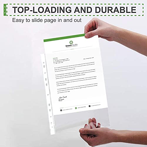 LRS Sheet Protectors - FS/Legal Size - 300 Micron Thick - 11 Holes to fit in Any File - Pack of 50 3