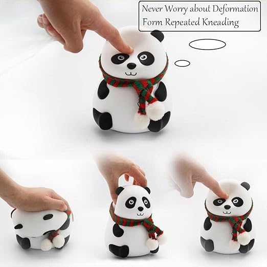 NEUGENZ Cute Panda Night Light, Squishy Lamp for Kids, 7 Color Changing Bedside Lamp for Baby Nursery, Animal Night Light for Bedroom for Girls Boys Toddler Baby(Panda) - Silicone, Led, White 5