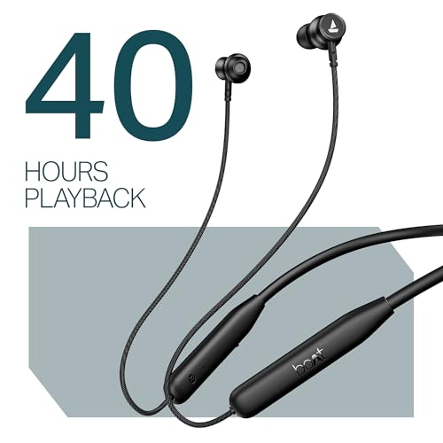 boAt Rockerz 113 (2025 Launch), 40 Hrs Playback, Dual Pair, Fast Charge, Enx Tech, Low Latency, Magnetic Buds, Bluetooth Neckband, Wireless with Mic in Ear Earphones(Active Black) 5