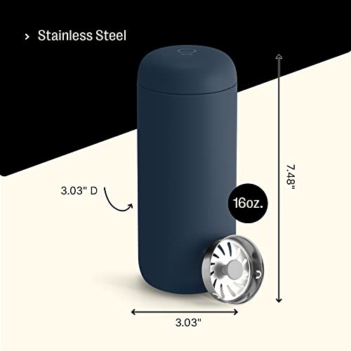 Fellow 16 oz Carter Move Travel Mug - Vacuum-Insulated Stainless Steel Travel Coffee Mug - Coffee Tumbler with Ceramic Interior and Splash Guard - Stone Blue 5