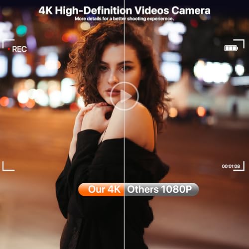 4K Digital Camera for Photography 64MP WiFi Vlogging Camera for YouTube Autofocus 3" 180° Flip Screen 16X Zoom Compact Travel Cameras with Anti-Shake, SD Card, 2 Batteries & Battery Charger 3