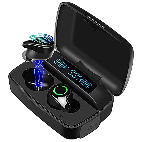 DUOTEN Wireless Earbuds, Bluetooth 5.0 Headphone, Hi-Fi Stereo Sound, IPX7 Waterproof In-Ear Wireless Earphones with Mic, LCD Digital Display and 2200mAh Rechargeable Case 1