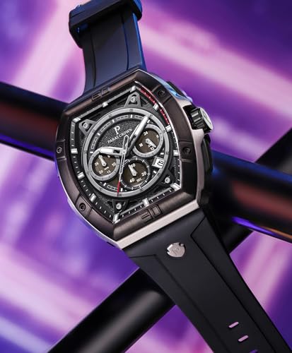 Paras Crown Watches for Men Tonneau 5ATM Waterproof Quartz Luxury Chronograph Analog Men's Wrist Watches Stainless Steel Case Mens Watches 6