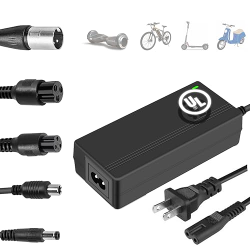Carsty 42V Electric Scooter Charger UL Certified for 36V Lithium Battery 5 Plugs, Compatible with Gotrax, Jetson, Razor, Voyage, ninebot,Swagtron,Bird,Segway Electric Bike Scooters Ebikes 1