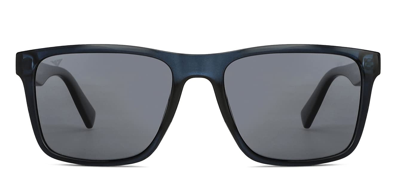 VINCENT CHASE EYEWEAR By Lenskart | Full Rim Wayfarer Branded Latest and Stylish Sunglasses | Polarized and 100% UV Protected | Men & Women | Large | VC S13973 Blue Frame/Lens Grey - Pack of 1 3