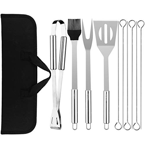 YUN CHANG BBQ Grill Tool Set Grilling Accessories,11 Pcs Stainless Steel Grill Kit with Case for Barbecue, Camping, Kitchen, Grill Utensils for Men & Women
