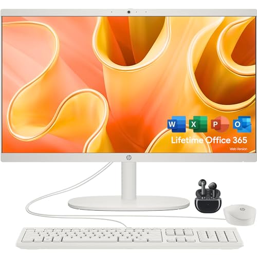 HP 22" FHD All-in-One Desktop Computer - Latest 13th Gen Intel Quad-Core - Office 365 for The Web - 8GB DDR5 RAM - 128GB UFS Storage - Wireless Earbuds - Keyboard and Mouse 1
