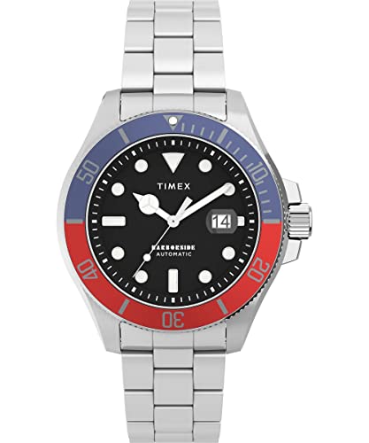 Timex Men's Harborside Coast Automatic 44mm Watch - Stainless Steel Bracelet Blue Dial Silver-Tone Case 1