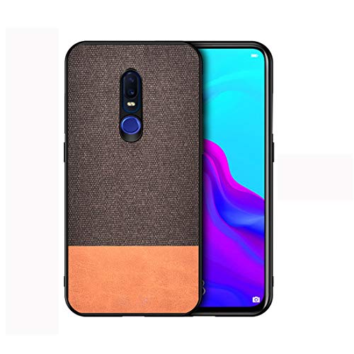 ZHANGJUN Phone PC Case Shockproof Splicing PU + Cloth Protective Case for Oppo F11 Pro (Brown) Smartphone Cover (Color : Brown)