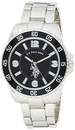 U.S. Polo Assn. Men's Analog Stainless Steel Watch with Black Dial and Rotating Bezel – Sleek Design, Adjustable Band, and Water-Resistant – Fits Wrists 5.5" to 8" 1