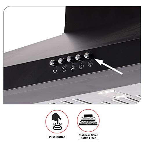 INALSA 60 cm, 1150 m3/hr Kitchen Chimney Classica 60BKBF with Stainless Steel Baffle Filters, Push Button Control, 7 Year Warranty On Motor 3