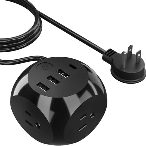 Ceptics Power Strip with USB C - Cube Power Strip, 3 Outlets + 4 USB Ports (3 USB and 1 USB-C) Portable Design, Compact for Travel, Cruise Ship, Office - Black Power Strip - Powerful 21W 1