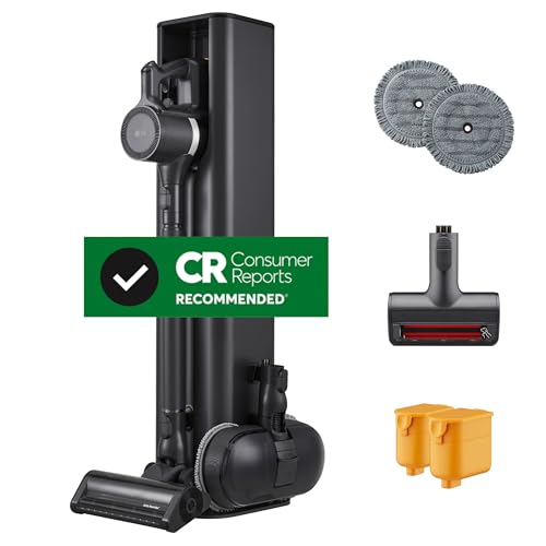 LG CordZero A949 - Cordless Stick Vacuum Cleaner with Auto-Empty Base, 200 Minute Runtime w/Extra Rechargeable Battery, Power Mop, Dual Floor Max, Lightweight, Cleaning for Carpet, Hardwood, Pet Hair 1