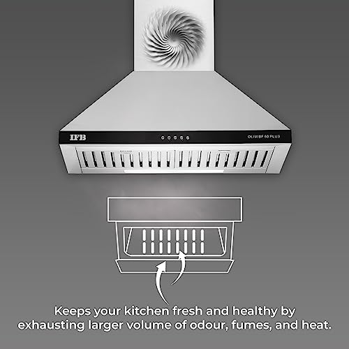 IFB 60cm 960 m3/hr Chimney (OLIM 60 Plus, 2 Cassette Filters, Touch Control, Silver) 2