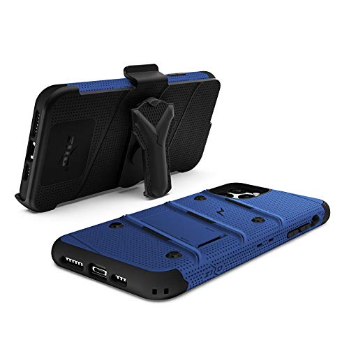 ZIZO Bolt Series iPhone 11 Pro Max Case - Heavy-Duty Military-Grade Drop Protection w/Kickstand Included Belt Clip Holster Tempered Glass Lanyard - Blue 6