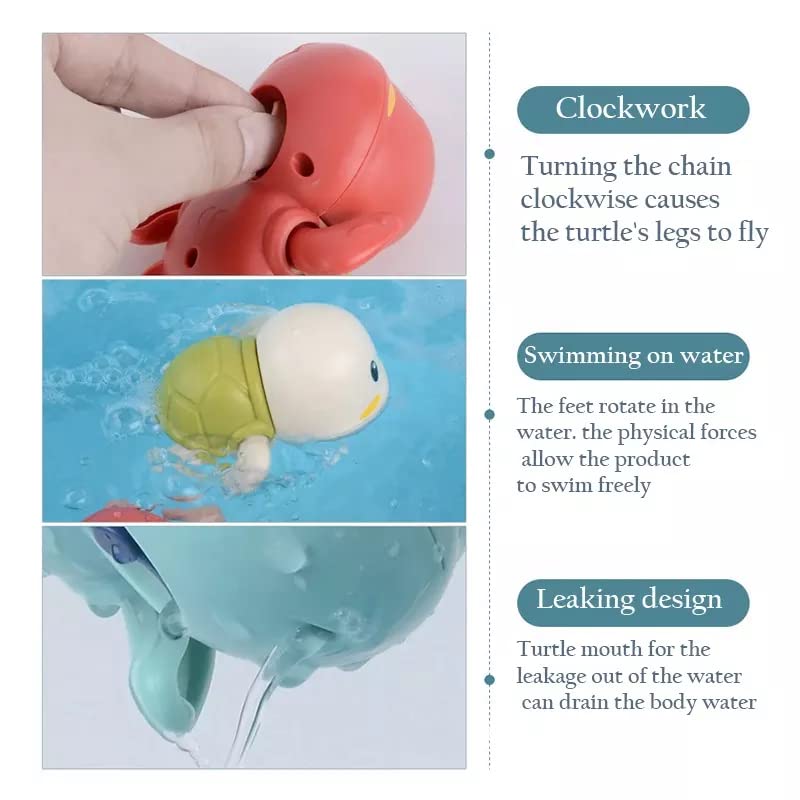 WISHKEY Pack of 2 Swimming Turtle Bath Toy for Babies, Floating Toys for Kids Tub, Cute Bathing Toys for Toddlers, Bathtub Toys for Baby Boys & Girls, Bathing Toys for Baby for 0-3 Years (Multicolor) 5