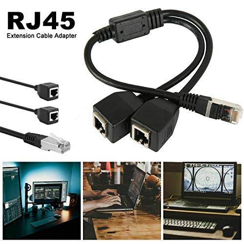 RJ45 Network Splitter Adapter Cable,RJ45 1 Male to 2 Female RJ45 Splitter LAN Ethernet Network Extension Cable Adapter Suitable for Super Cat5,Cat5e,Cat6,Cat7 LAN Ethernet Socket Adapter Connector 2