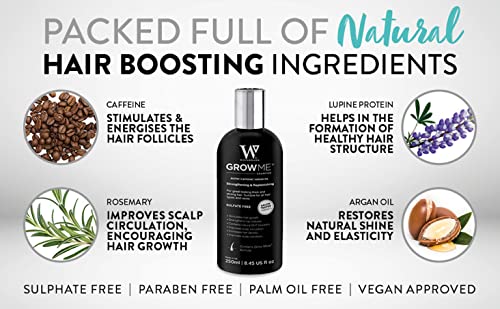 Watermans Grow me Shampoo for Hair Growth & Hair Fall Control, with Biotin,Argan oil and Caffeine and DHT Blockers hair growth factors 250ml 3