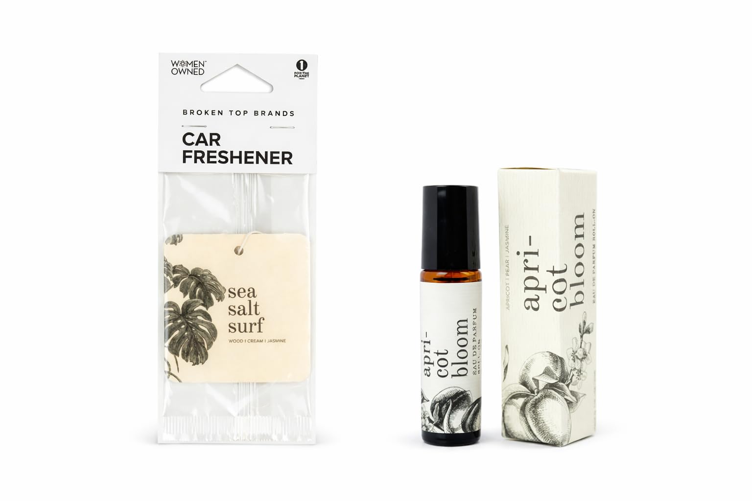 BROKEN TOP Sea Salt Surf Fragrance Bundle – Roll-On Perfume (10 mL) + Hanging Car Freshener – Natural, Vegan, Paraben-Free Scent Duo 1