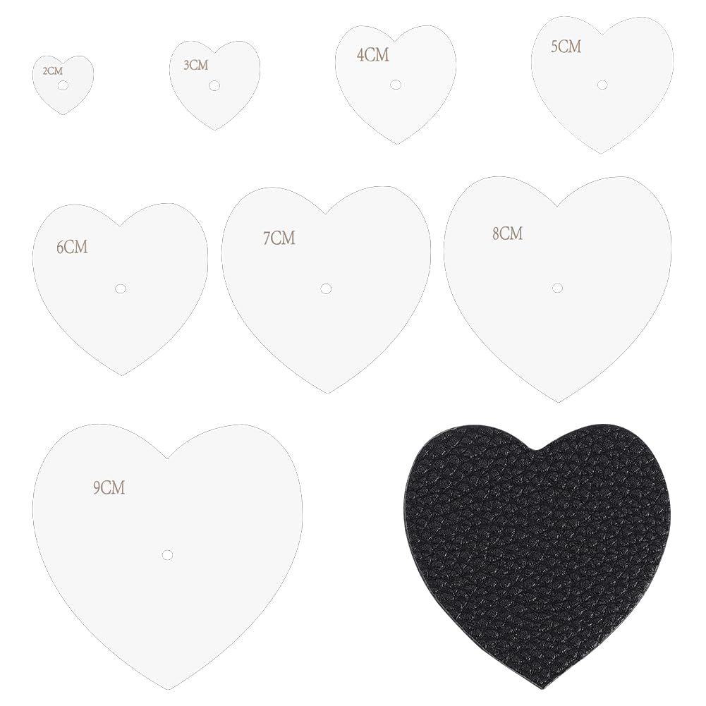 UNICRAFTALE 8 Pcs Acrylic Sashiko Stencils 8 Sizes Heart Stencils Heart Quilting Template Embroidery Tool Drawing Heart Stencils for Painting Hand Quilting and Embroidery