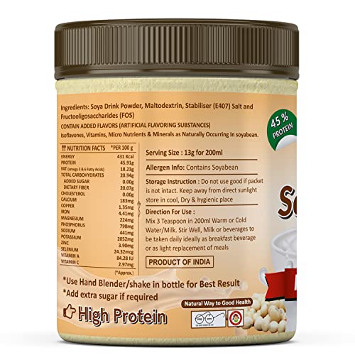 Eat Soya...BE SMART EAT SMART Soy Drink Powder 400gm - Vanilla, Plain (Sugar Free) Vegan - Non GMO - 45% Protein (Pack of 2) 2
