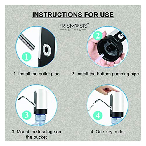 PRISMOSIS RETAIL Wireless USB Charging Cable Electric Rechargeable Drinking Automatic Water Dispenser Pump - (Black & White) 3